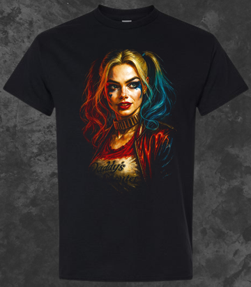 Halftone Harley Quinn Adult T-Shirt (S to XL)